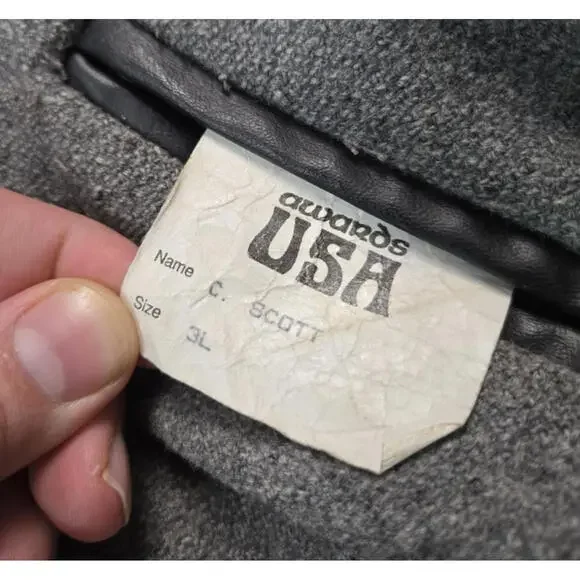 Awards USA Vintage Wool Leather D Jr Football Varsity Letterman Jacket Men Large - Picture 5 of 7